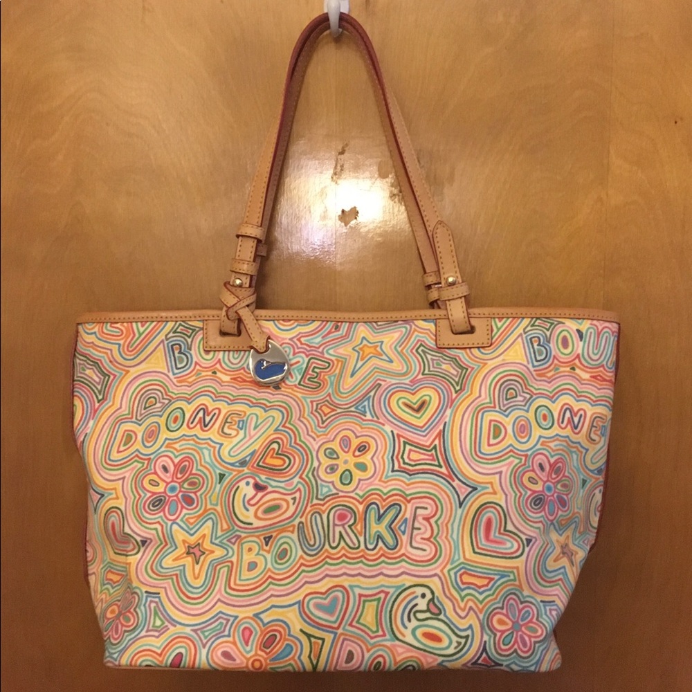Dooney & Bourke leather-trimmed multi-color tote